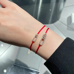 messika/梅西卡 baby move 红绳手链 新年款 18k金满钻滑动手链女
