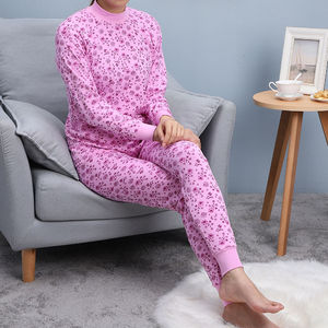 纯棉网红花秋裤抖音女东北打底衫半高领秋衣套装老人全棉保暖内衣