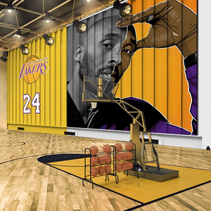 NBA科比篮球馆明星壁纸男生卧室个性墙布工业风体育运动大型壁画