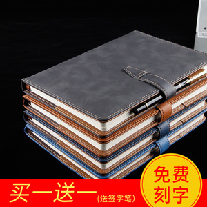 笔记本子记事本加厚皮硬面带扣a5大号商务办公会议记录本简约大学生