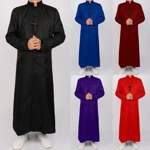 万圣节成人扮演牧师演出服经典纯色长款神父长袍中世纪教士道具服
