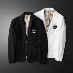 欧洲站2021秋新款tb家巴宝莉西装男潮牌商务西服刺绣修身外套上衣
