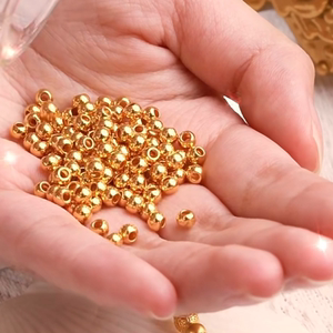 古法黄金珠子纯金散珠单颗999足金小配件豆豆diy转运珠手链女正品
