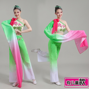 水袖古典舞服装女且吟春雨单肩水袖惊鸿舞中国风民族舞蹈表演服装