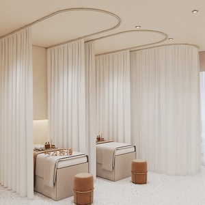 美容院隔断帘u型医用门诊遮挡专用窗帘纱帘透光不透人理疗床围帘