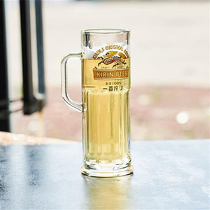 日本购麒麟啤酒杯麒麟啤酒杯一番f榨啤酒杯酒吧个性带把扎啤杯子