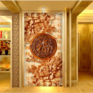 瓷砖电视背景墙砖3d玄关雕刻壁画立体过道客厅现代简约百福图