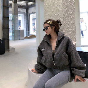 jiuer 短款羊羔毛外套女2020年秋冬新款百搭休闲炸街工装毛毛上衣