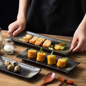日式复古刺身盘子日料精致菜盘摆盘餐具高级感家用烤盘甜点盘餐厅