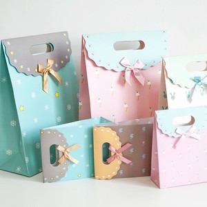 生日礼物礼品盒礼品袋自粘蝴蝶结简约纸质纸袋子礼物包装盒大号