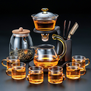 玻璃懒人自动茶具套装会客厅轻奢磁吸引泡茶壶神器家用功夫小茶杯
