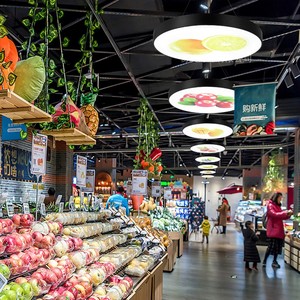 超市商场生鲜区装饰实心led吊灯水果店个性创意六角造型可拼接灯