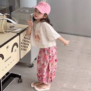 女童短袖套韩版装2024夏装儿童宝宝夏季卡通洋气衣服女孩两件套