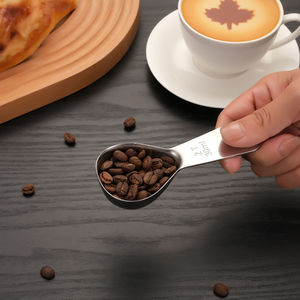 304不锈钢带刻度短柄咖啡豆粉量勺 茶叶烘焙奶粉面粉称量厨房勺子