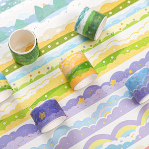 百景图手账造景异形和纸胶带套装 打底拼贴背景手帐素材装饰盐系小