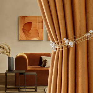 爱马仕橙色窗帘遮光客厅窗帘成品高档大气卧室窗帘2021网红新款