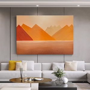 手绘油画《金字塔》客厅横版沙发墙装饰画轻奢抽象画肌理挂画