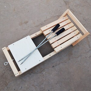 老式实木儿童滑冰车雪爬犁木制冰上爬犁成人雪撬板传统溜冰车自制