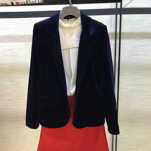 哥弟阿玛施新款正品牌女装官网专柜代购2020秋修身金丝绒西装外套