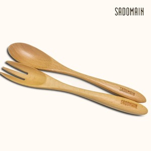 仙德曼山毛榉叉勺套装日式木质点心匙叉子下午茶叉匙组纯手工