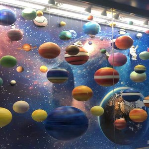 九大行星手绘挂饰泡沫星球太空星球吊饰影楼拍摄星空主题装饰道具