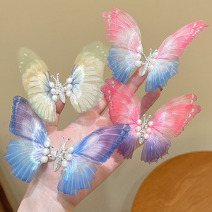 会动的蝴蝶发夹儿童发卡超仙鸭嘴夹发饰女童灵动蝴蝶发卡头饰2023