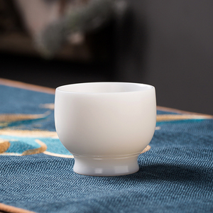 德化白瓷羊脂玉手拉胚主人杯陶瓷家用功夫白玉瓷纯手工个人专用杯