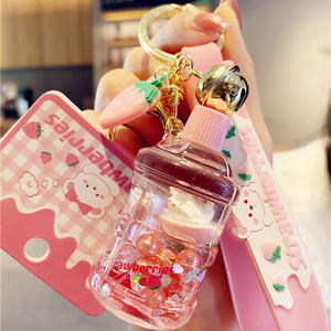 pink粉色流沙瓶许愿瓶钥匙扣挂件ins可爱精致液体小瓶子挂饰饰品