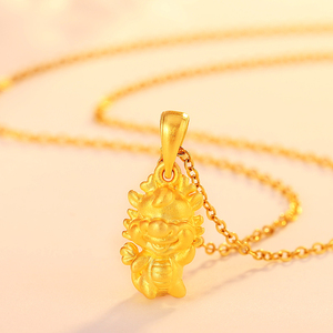 老凤祥黄金生肖龙吊坠999足金项链千足金项坠硬金情人节女友礼物