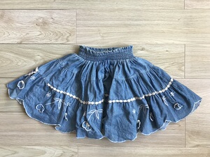 二手九十年代老式儿童蓝色薄牛仔短裙子怀旧老物童装影视道具服装