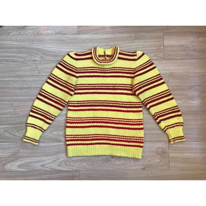 二手八十年代老式儿童手工针织黄色条纹针织毛衣线衫怀旧老童服装