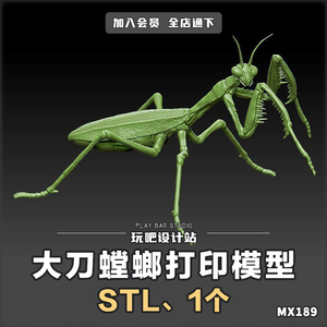 昆虫中华大刀螳螂STL三维模型3D打印圆雕图纸C4D动物手办建模参考