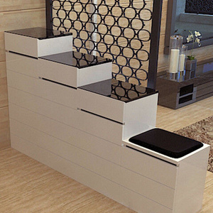 日本现代简约烤z漆高低组合阶梯式鞋柜经济型双面家用多功能门口