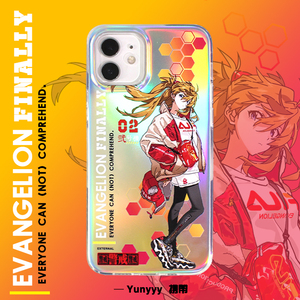 原创eva明日香联名适用iphone14promax镭射x苹果13手机壳12防摔潮