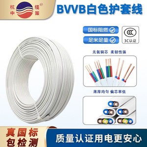 国标中策电缆纯铜BVVB家用电线2芯1.5/2.5/4/6平方平行并硬护套线