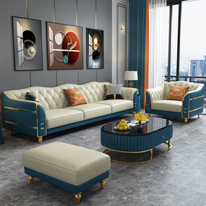 轻奢真皮沙发头层牛皮小户型客厅123组合现代高端简约直排三人位