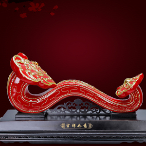 精品中国红陶瓷大号招财吉祥如意摆件客厅电视柜玄关乔迁新居礼品
