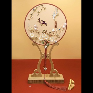 扇团保工婚禾扇手结喜服堂子新金色出娘日料汉团本秀扇包画材合a