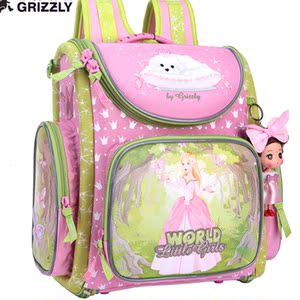 grizzly小学生书包女生13年级护脊减负儿童背包女孩子轻便双肩包