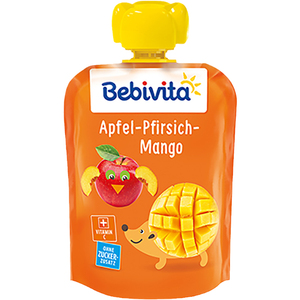 德国bebivita贝唯他苹果芒果桃子天然水果泥婴儿辅食吸吸袋90g*1