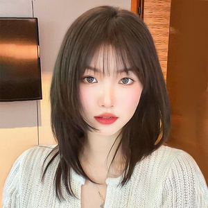 时尚减龄假发女长发中长层次网红修脸全头套式真发内扣可扎长直发