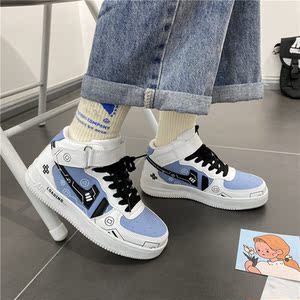 学院风日系爆款高帮鞋女韩版ulzzang原宿百搭运动女ins潮涂鸦板鞋