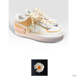 权志龙同款适配耐克nike空军一号小雏菊鞋带刺绣奶油小菊花鞋带