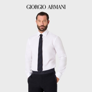 GIORGIO ARMANI/阿玛尼男士绵羊毛宽斜条纹手打休闲商务领带官方