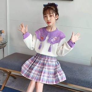 女童秋装套装2021新款中国风刺绣两件套中小学生甜美卫衣裙子套装