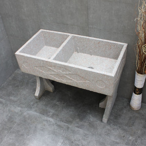 庭院水泥洗衣盆带搓衣板阳台家用仿一体大理石洗衣台户外水泥水槽