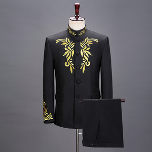 中山装演出服男大合唱团服装男式中国风乐队男士立领表演舞台唐装