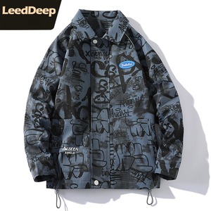 leeddeep夹克外套男春秋季新款潮流ins潮牌宽松百搭帅气迷彩上衣