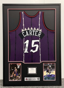卡特亲笔签名球衣猛龙紫色篮球服 文斯卡特签名球衣装裱 fanatics