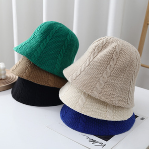针织帽子女秋冬季新款韩版时尚百搭纯色折叠渔夫帽保暖护耳毛线帽